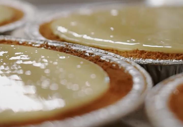 close up images on keylime pies right after being made
