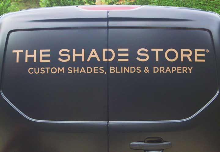 rear door of the The Shade Store work van